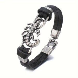 Scorpion Leather Bracelet Wrist Rock Edgy Gothic Grunge Punk Unisex Black